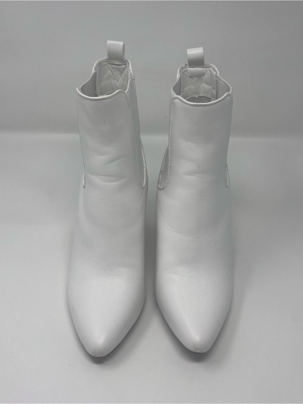 Sugar White Pointed Toe Ankle Boots